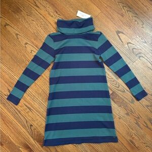 Navy and Teal Striped Kids Dress